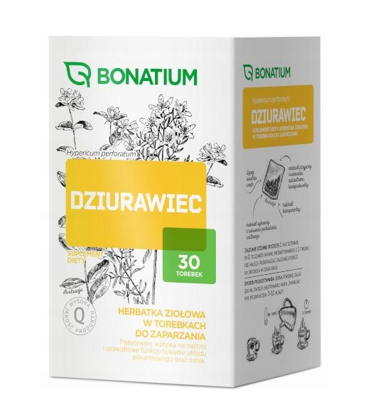 Bonatium Dziurawiec  Herbatka ziołowa ze składnikami wspomagającymi prawidłowe funkcjonowanie układu nerwowego i nerek, 30 szt.