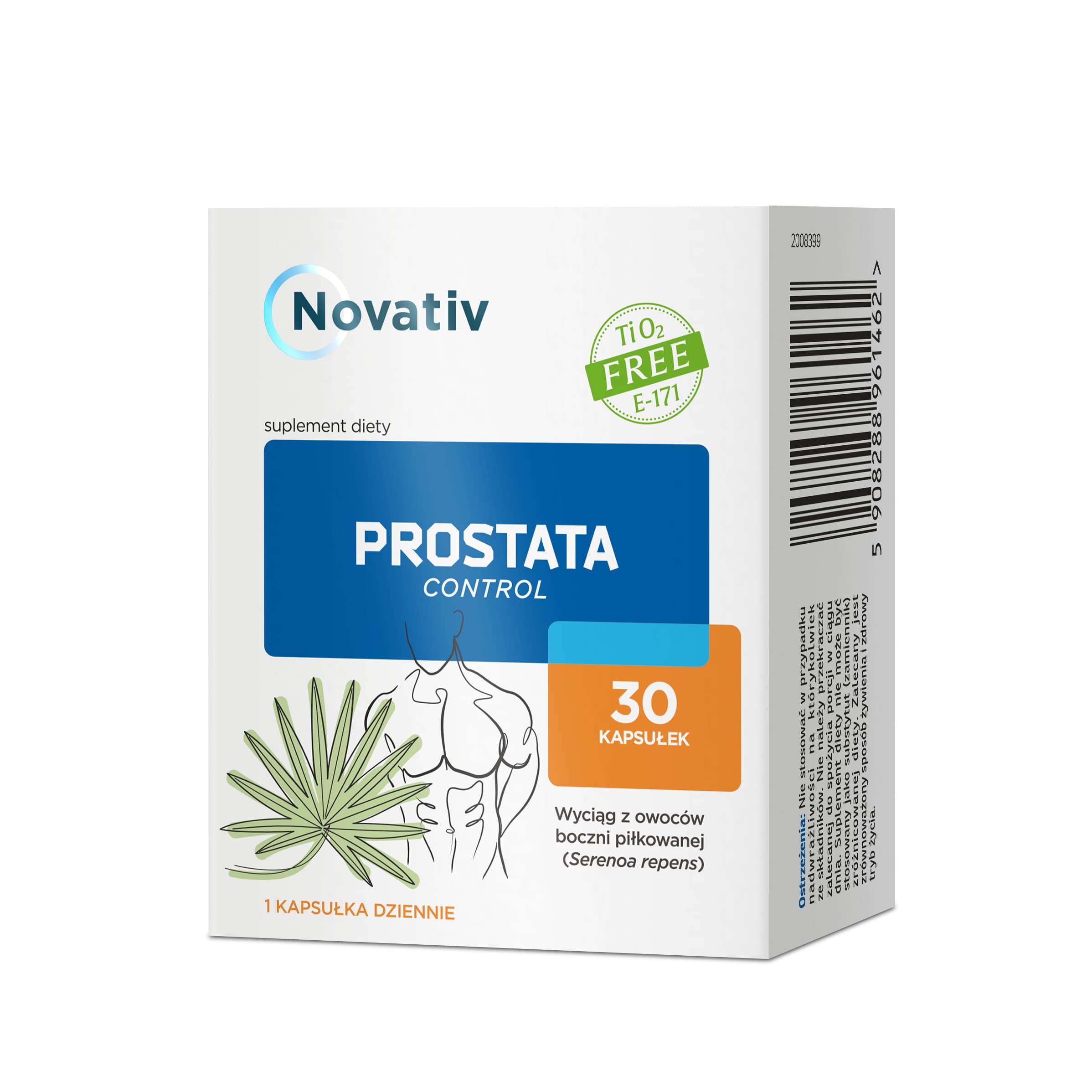 Novativ Prostata Control, kapsułki ze składnikami wspomagającymi zdrowie dróg moczowych i prostaty, 30 szt.