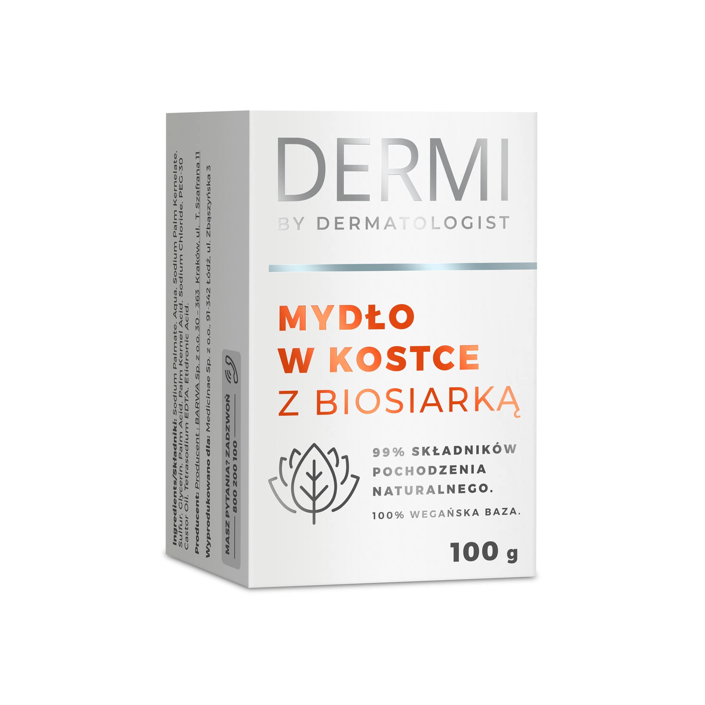 MEDICINAE DERMI, mydło w kostce z biosiarką, 100 g — Składniki i ocena