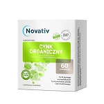 Novativ Cynk Organiczny tabletki ze składnikami wspomagającymi utrzymanie równowagi kwaso-zasadowej, 60 szt.