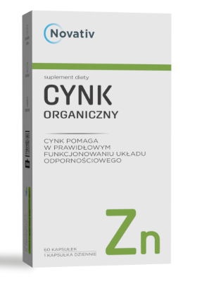 Novativ Cynk Organiczny tabletki ze składnikami wspomagającymi utrzymanie r&oacute;wnowagi kwaso-zasadowej, 60 szt.