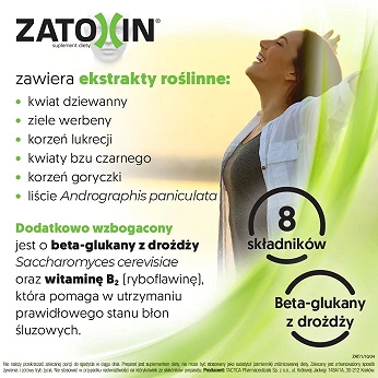 Zatoxin, tabletki na prawidłowe funkcjonowanie błon śluzowych układu oddechowego i zatok, 60 szt.