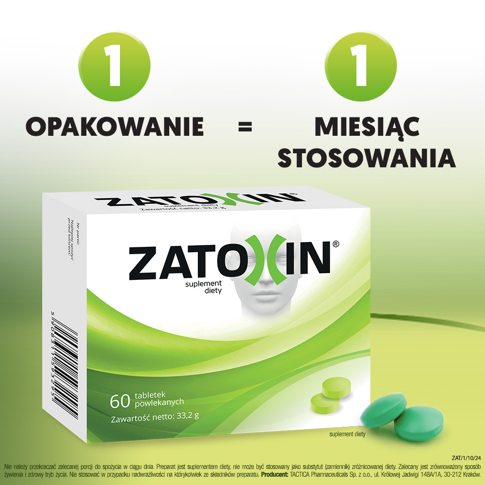 Zatoxin, tabletki na prawidłowe funkcjonowanie błon śluzowych układu oddechowego i zatok, 60 szt.