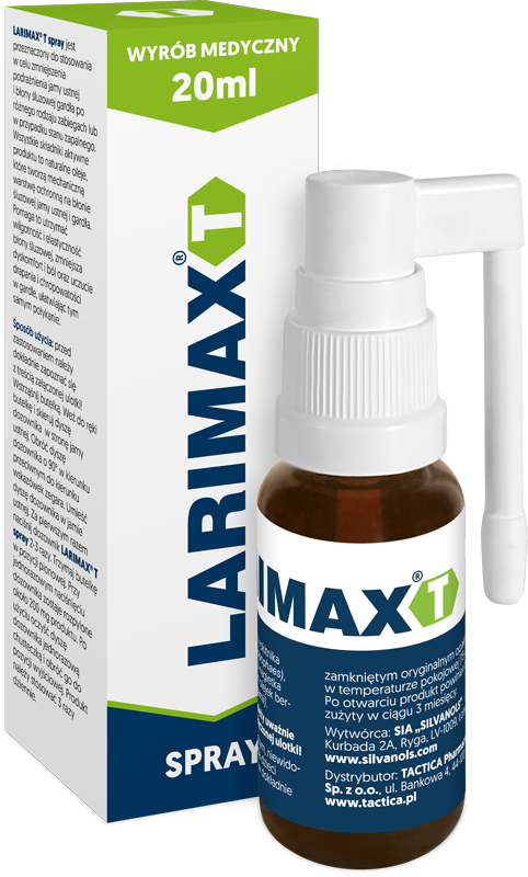 Larimax T, spray w stanach zapalnych błony śluzowej jamy ustnej i gardła, butelka 20 ml