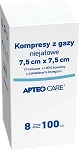 Kompresy niejałowe z gazy APTEO kompresy do bezpośredniego opatrywania zranionej skóry, 7,5 x 7,5 cm, 100 szt.