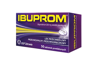 Ibuprom, tabletki przeciwbólowe, przeciwgorączkowe, przeciwzapalne, 50 szt.