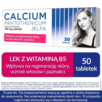 Calcium pantothenicum Jelfa, tabletki na włosy skórę i paznokcie, 50 szt.
