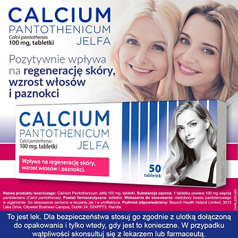 Calcium pantothenicum Jelfa, tabletki na włosy skórę i paznokcie, 50 szt.