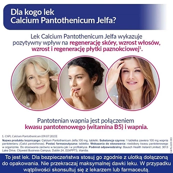 Calcium pantothenicum Jelfa, tabletki na włosy skórę i paznokcie, 50 szt.