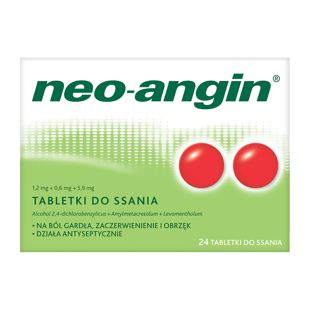 Neo-Angin tabletki do ssania na stan zapalny jamy ustnej i gardła, 24 szt.
