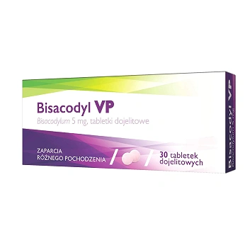 Bisacodyl VP, tabletki dojelitowe na zaparcia różnego pochodzenia, 30 szt.