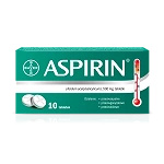 Aspirin tabletki o działaniu przeciwgorączkowym i przeciwbólowym, 10 szt.