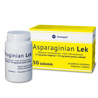 Asparaginian Lek, tabletki na niedobór magnezu i potasu, 50 szt.