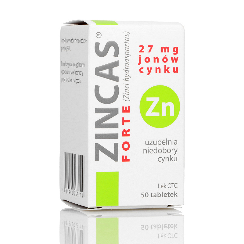 Zincas forte tabletki na niedobór cynku, 50 szt.