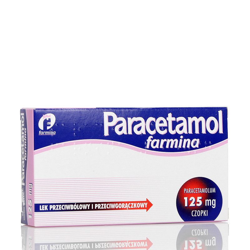 Paracetamol Farmina czopki o działaniu przeciwbólowych i przeciwgorączkowym, 125 mg, 10 szt.