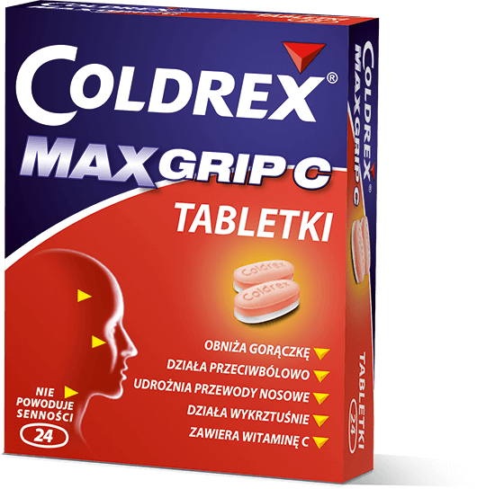 Coldrex MaxGrip C, tabletki na objawy przeziębienia i grypy, 24 szt.