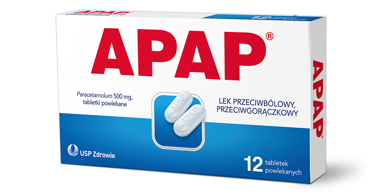 Apap 500 mg, tabletki na ból o różnym pochodzeniu, 12 szt.