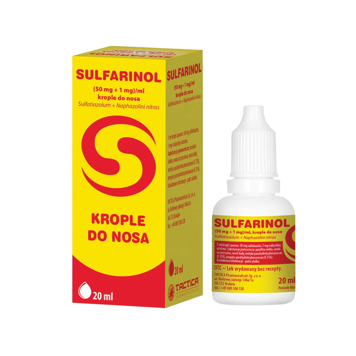 Sulfarinol 1 mg + 50 mg, krople do nosa, 20 ml - Apteka Dla Rodziny