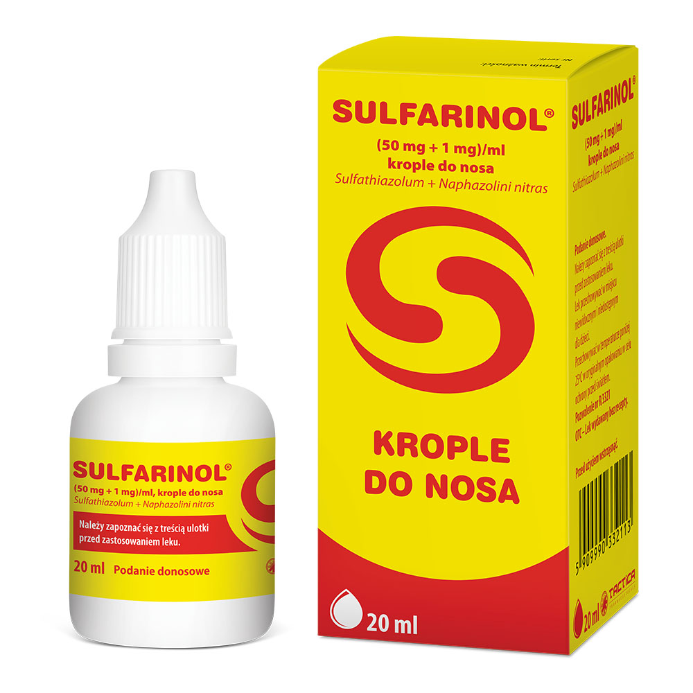 Sulfarinol 1 mg + 50 mg krople do nosa, 20 ml