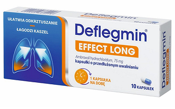 Deflegmin Effect Long, kapsułki ułatwiające odkrztuszanie oraz łagodzące kaszel, 10 szt.