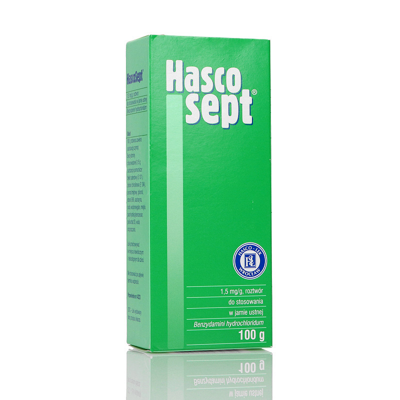 Hascosept, płyn na leczenie objawów zapalenia jamy ustnej i gardła, butelka 100 g