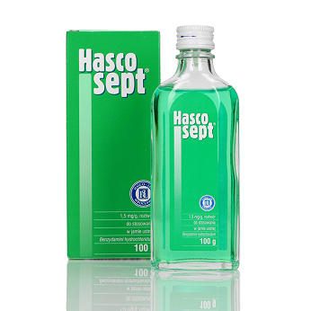 Hascosept, płyn na leczenie objawów zapalenia jamy ustnej i gardła, butelka 100 g