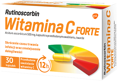 Rutinoscorbin Witamina C Forte, kapsułki stosowane w stanach zwiększonego zapotrzebowania na witaminę C, 30 szt.