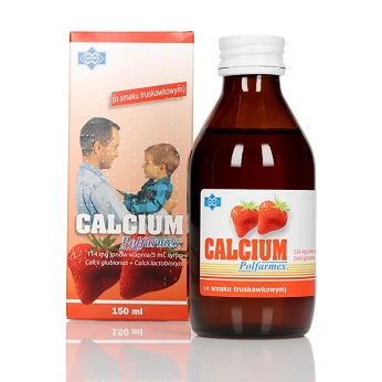 Calcium, syrop na niedobór wapnia o smaku truskawkowym, 150 ml