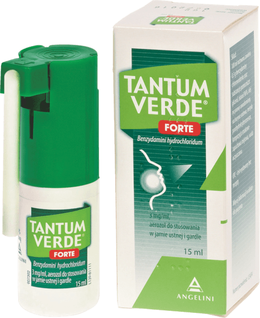 Tantum Verde Forte,  aerozol na ból gardła, 15 ml