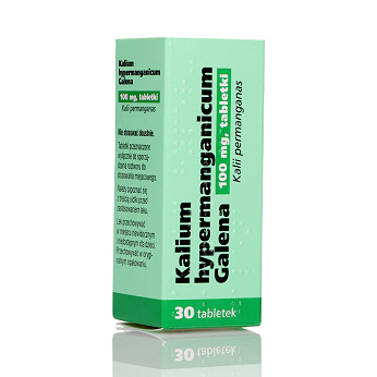 Kalium hypermanganicum Galena, tabletki odkażające do przemywania skóry, ran, 30 szt.