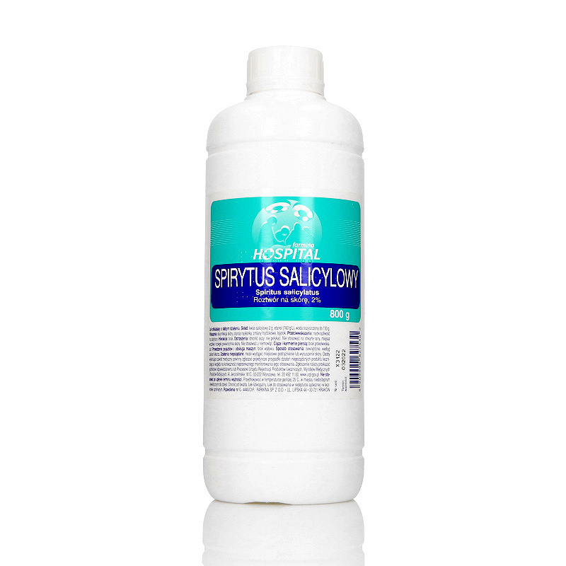Spirytus salicylowy dezynfekujący skórę, otarcia, na trądzik i łojotok, butelka 800 g