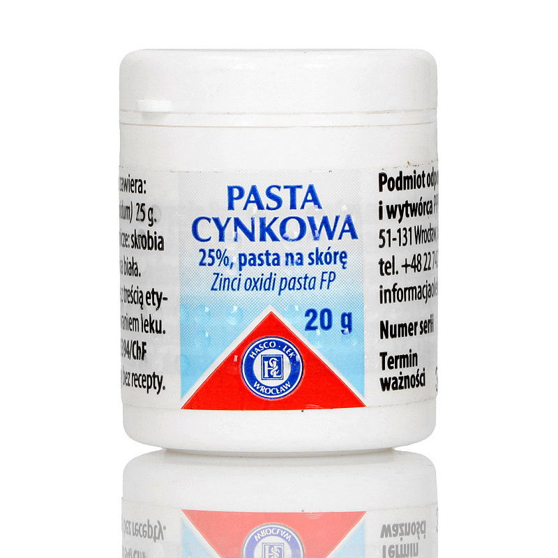 Pasta Cynkowa ściągająca, odkażająca na skórę, pudełko 20 g 