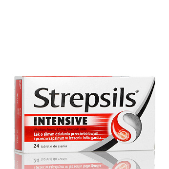 Strepsils Intensive, tabletki do ssania na ból gardła, 24 szt.