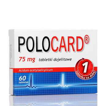 Polocard, tabletki przeciwzakrzepowe, stosowane w profilaktyce chorób serca i układu krążenia, 75 mg, 60 szt.