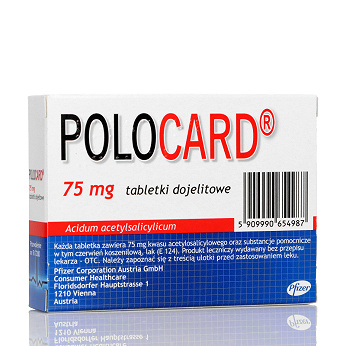 Polocard, tabletki przeciwzakrzepowe, stosowane w profilaktyce chorób serca i układu krążenia, 75 mg, 60 szt.