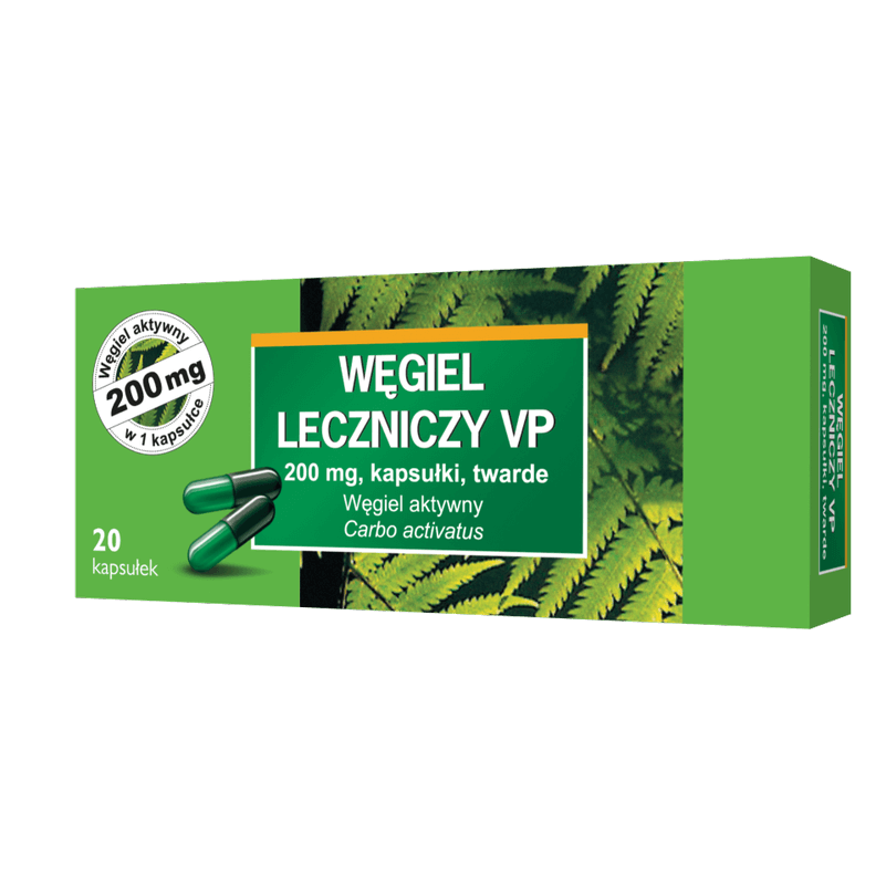Węgiel leczniczy VP  kapsułki na biegunkę, niestrawność, wzdęcia, 20 szt.