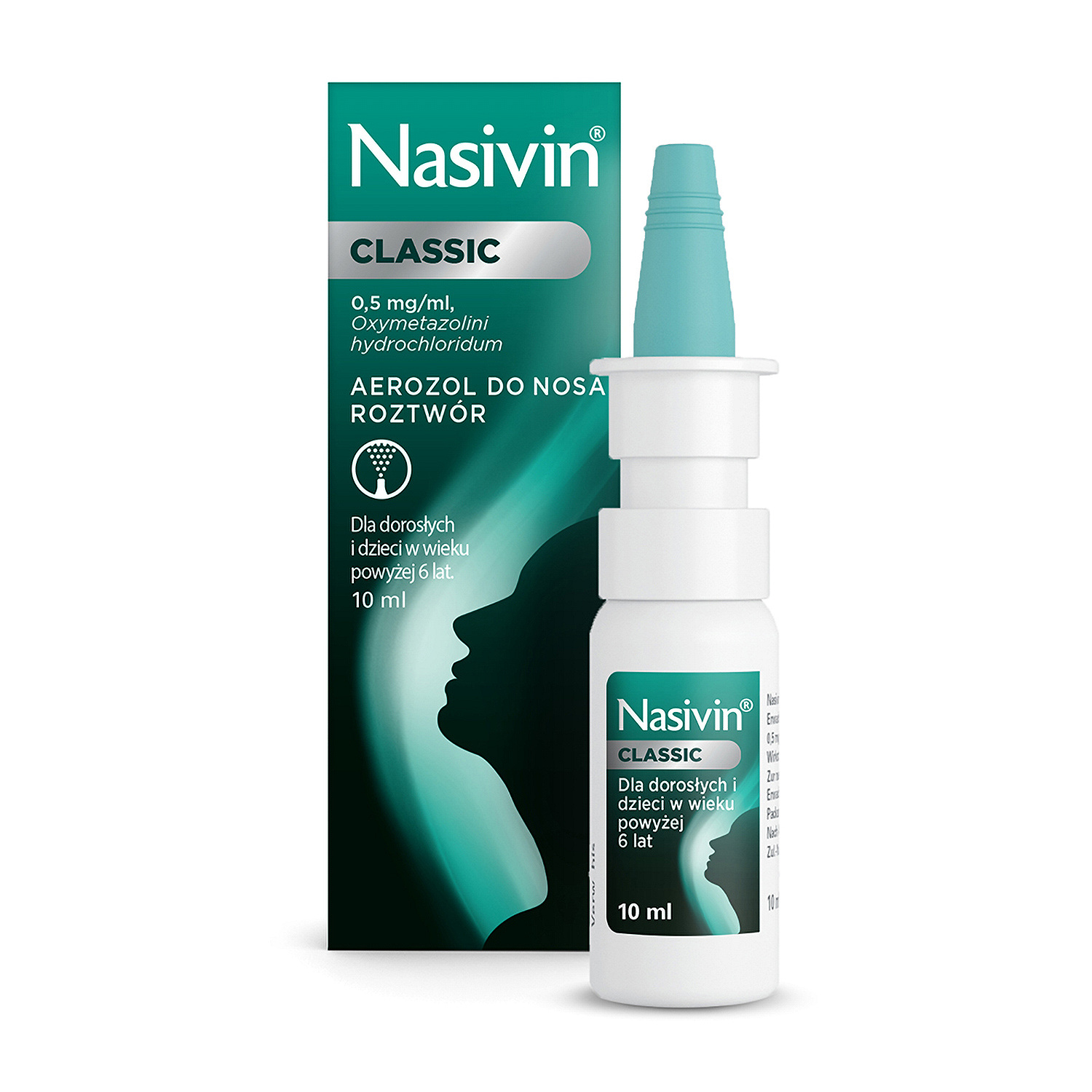 Nasivin Classic, aerozol udrażniający nos, pojemnik 10 ml