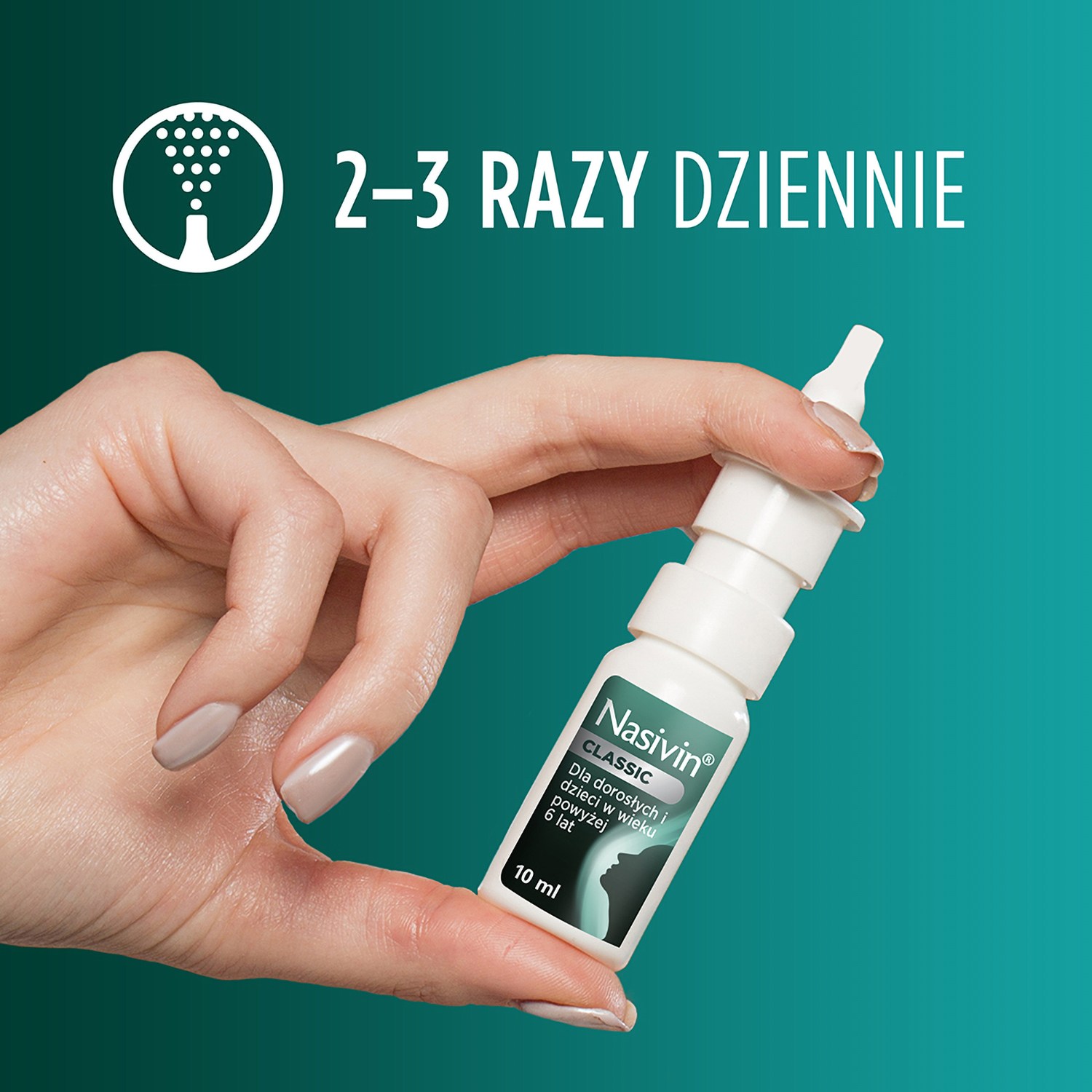 Nasivin Classic, aerozol udrażniający nos, pojemnik 10 ml