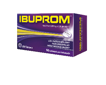Ibuprom, tabletki przeciwbólowe, przeciwgorączkowe, przeciwzapalne, 96 szt.