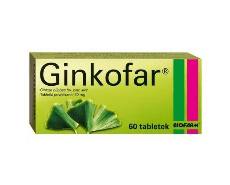 Ginkofar tabletki wspomagające pamięć dla seniorów, 60 szt. 