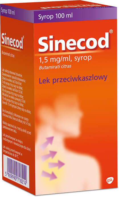 Sinecod, syrop wspomagający leczenie kaszlu różnego pochodzenia, butelka 100 ml