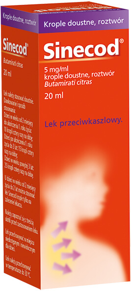 Sinecod, krople na kaszel różnego pochodzenia dla dzieci, butelka 20 ml