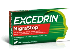 Excedrin Migra Stop, tabletki doraźne na bóle głowy i migreny, 10 szt.