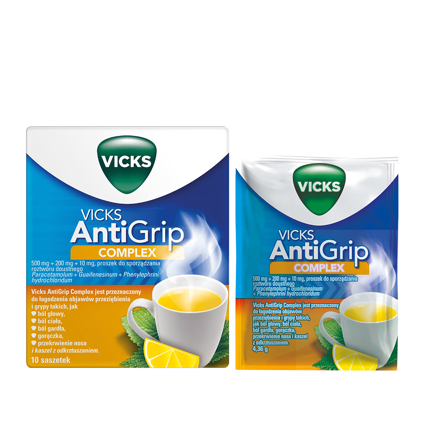 Vicks AntiGrip Complex proszek na objawy przeziębienia i grypy, 10 sasz.