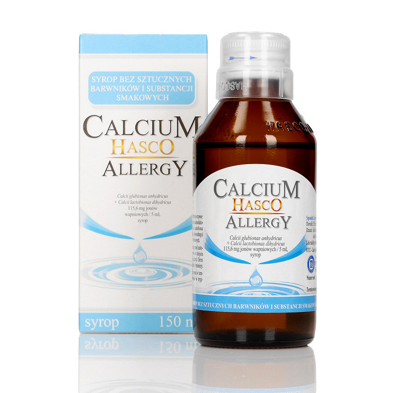 Calcium Hasco Allergy, syrop z wapniem na objawy alergii, bezsmakowy, 150 ml