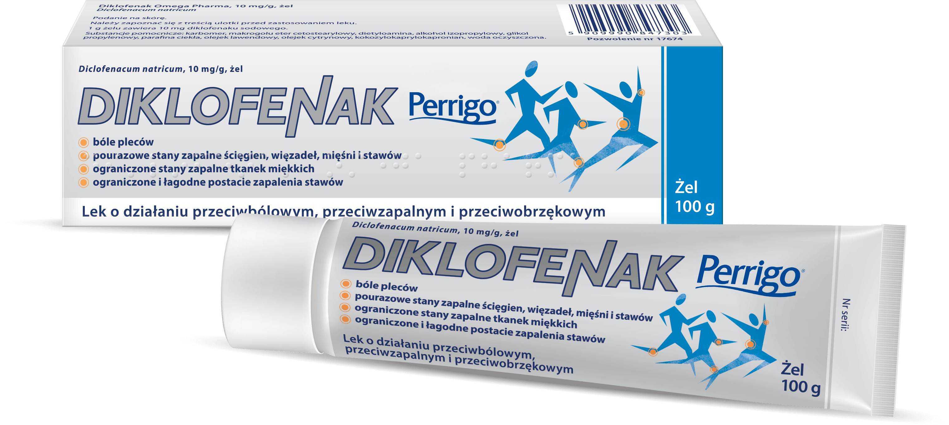 Diklofenak Perrigo, żel przeciwbólowy, przeciwzapalny, przeciwobrzękowy, tuba 100 g