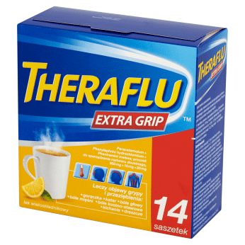 Theraflu ExtraGRIP, proszek na objawy przeziębienia i grypy, 14 sasz.
