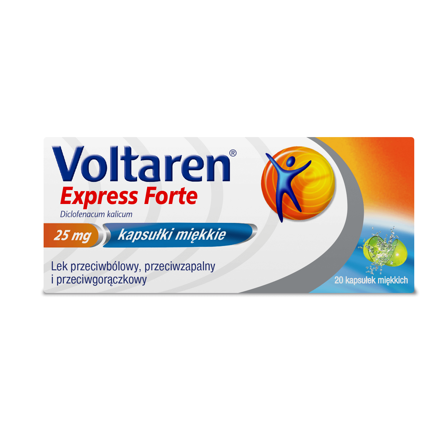 Voltaren Express Forte, kapsułki przeciwbólowe, przeciwzapalne i przeciwgorączkowe 20 szt.