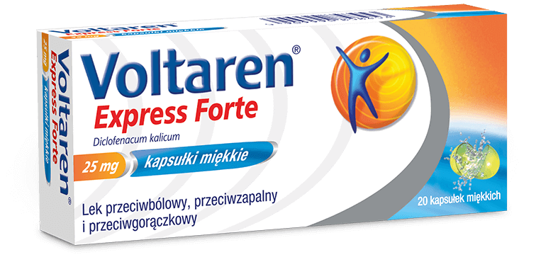 Voltaren Express Forte, kapsułki przeciwbólowe, przeciwzapalne i przeciwgorączkowe 20 szt.