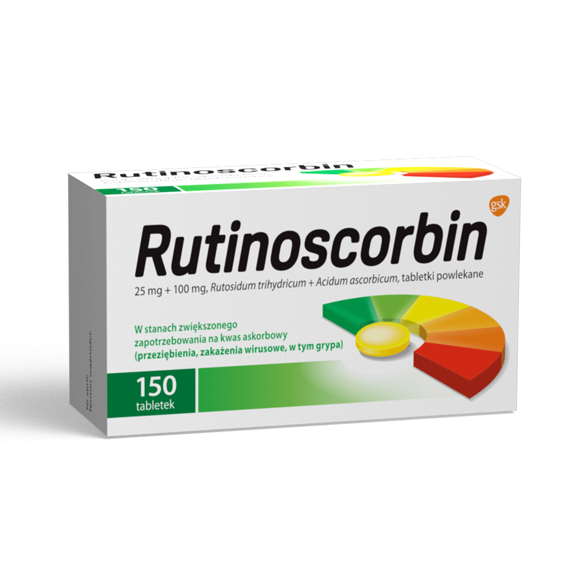 Rutinoscorbin, tabletki powlekane na odporność z witaminą C, 150 szt.